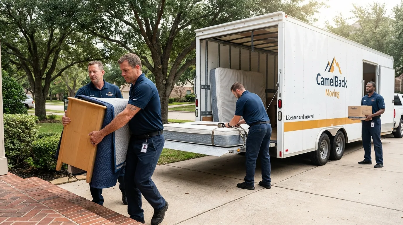 Crew loading residential truck for cross-state move from Lucama, NC