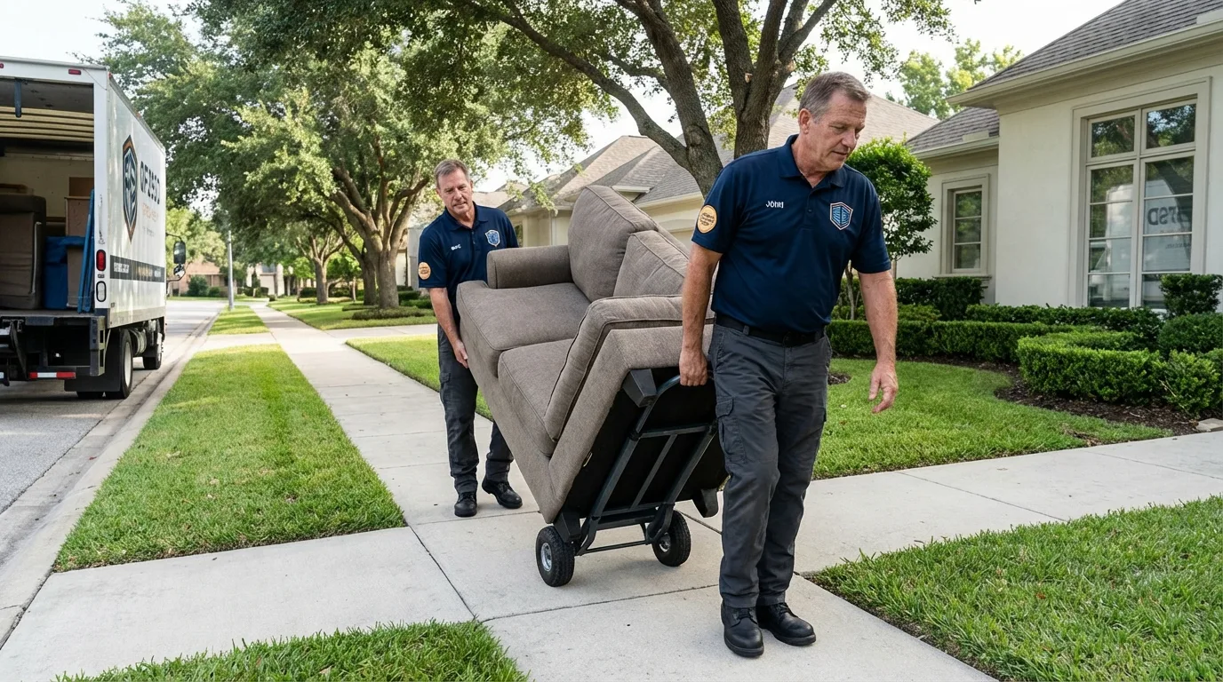 Local residential moving crew loading furniture in Lucama, NC